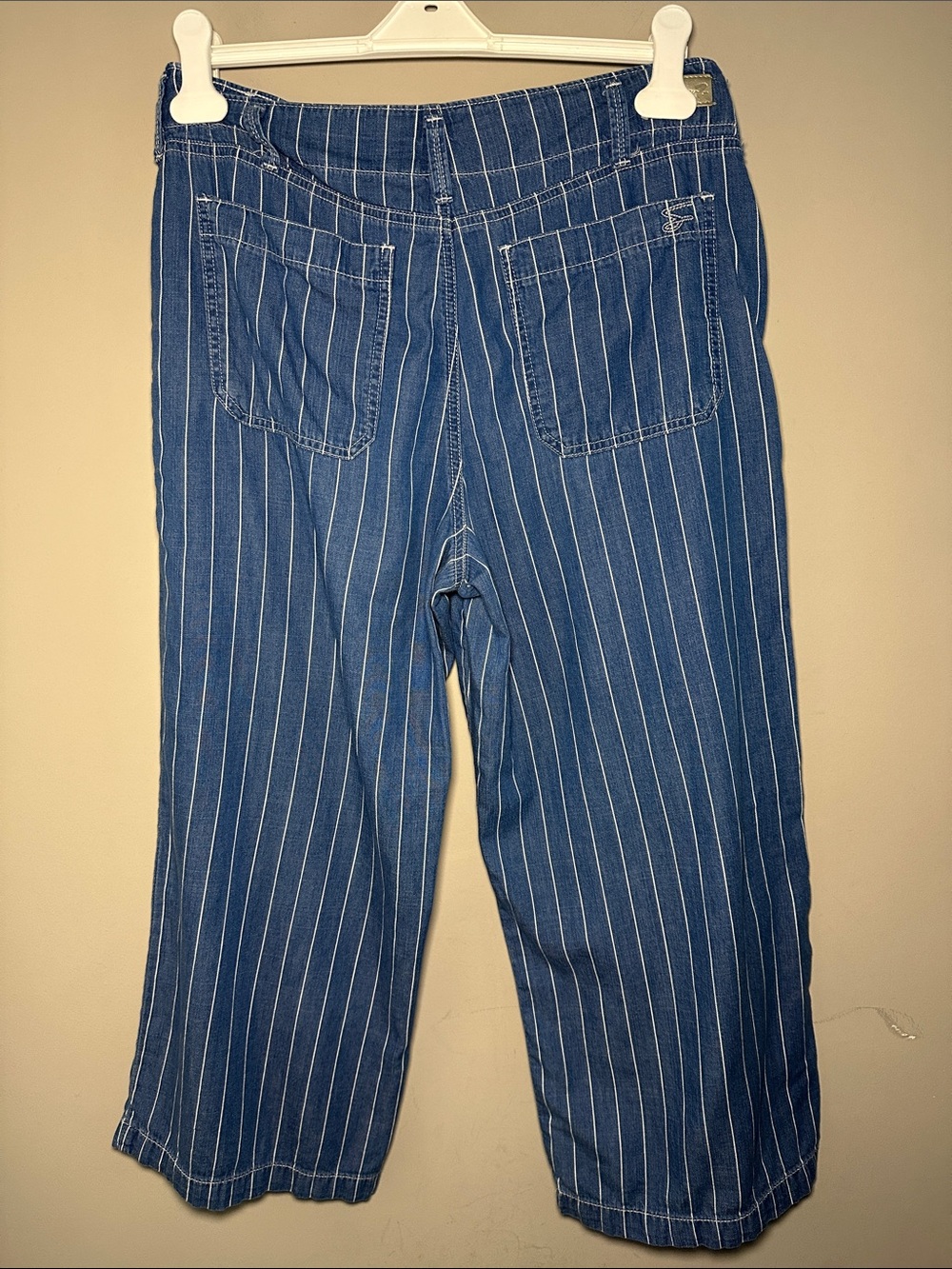 Seven Jeans Blue Pinstripe Wide-Leg Pants - Picture 5 of 10